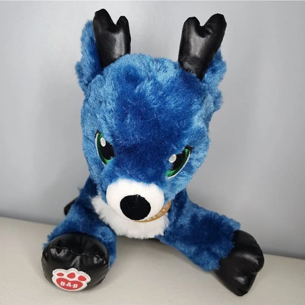 Build A Bear Workshop "Tinsel" The Reindeer 16" Plush Stuffed Animal Blue BAB